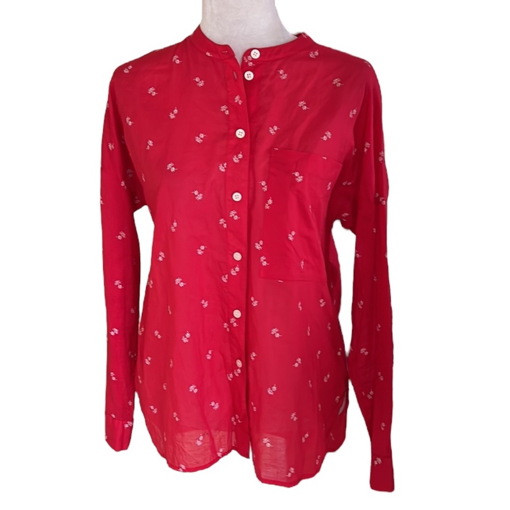 OOAK Madewell RARE Red Floral Button Down Blouse - M